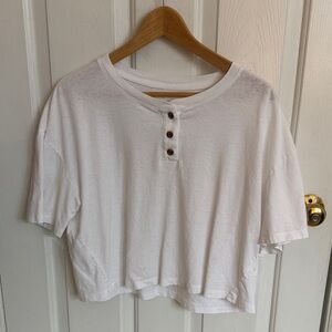 Everlane White Button-Up Crop Top